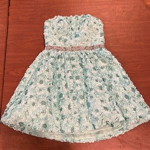 Strapless Mini Dress with Roses